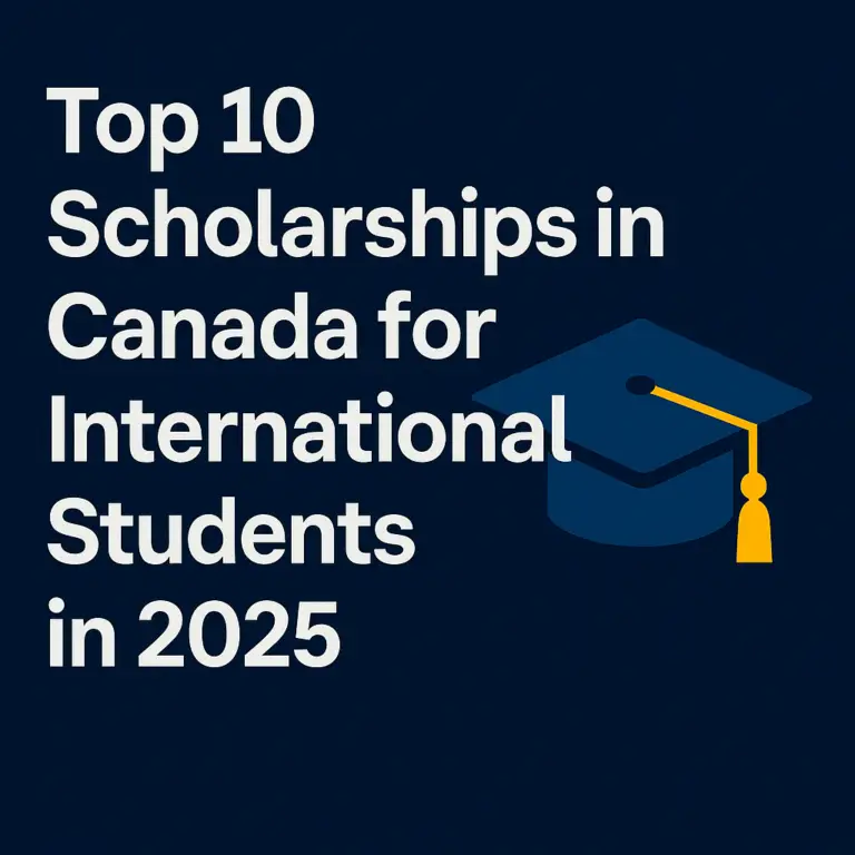 Featured image showing a graduation cap and text highlighting scholarships in Canada for international students in 2025.